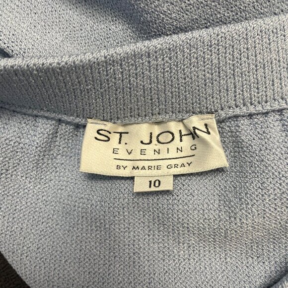 St. John Womens Light Blue Set Blazer Size 6 & Skirt Size 10 - Picture 14 of 16